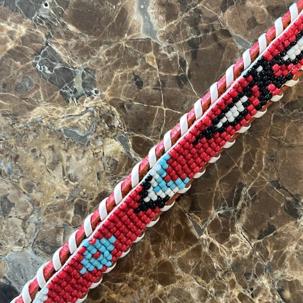 New Beaded Thunderbird Southwest Cowboy Cowgirl Western Leather Belt size 20
